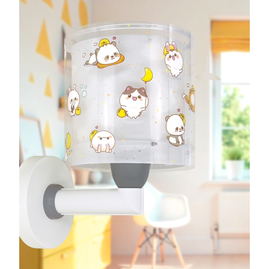 Dalber 41769E - Kinder-Wandleuchte KAWAII FRIENDS 1xE27/15W/230V grau