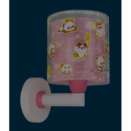 Dalber 41769S - Kinder-Wandleuchte KAWAII FRIENDS 1xE27/15W/230V rosa