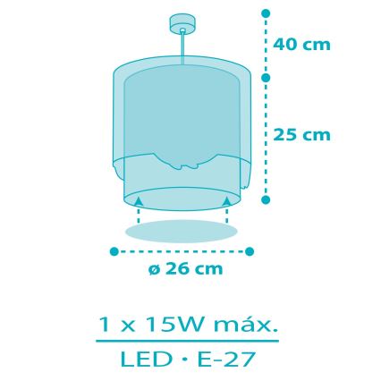 Dalber 61172T - Kinder-Hängelampe WHALE DREAMS 1xE27/15W/230V blau