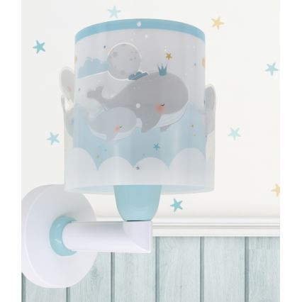 Dalber 61179T - Kinder-Wandleuchte WHALE DREAMS 1xE27/15W/230V blau