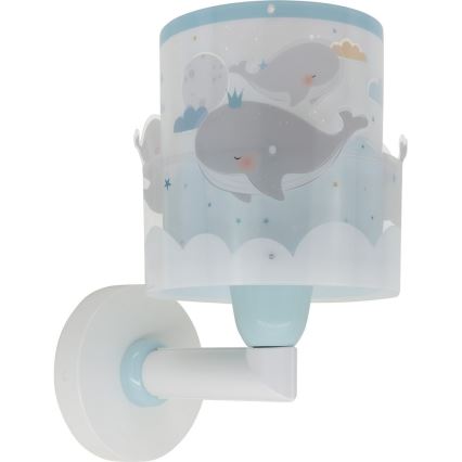 Dalber 61179T - Kinder-Wandleuchte WHALE DREAMS 1xE27/15W/230V blau