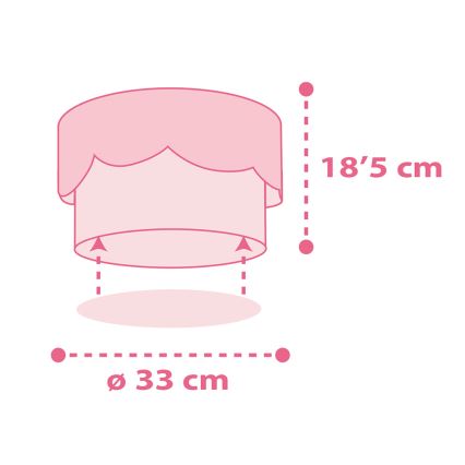 Dalber 61236S - Kinder Deckenleuchte MOON 2xE27/60W/230V rosa