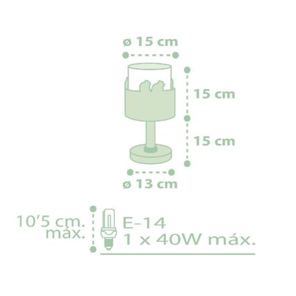 Dalber 61711H - Kinderlampe SWEET LOVE 1xE14/40W/230V grün