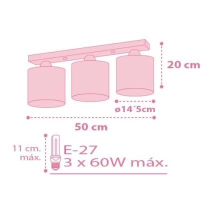 Dalber 62003S - Kinderdeckenleuchte FARBEN 3xE27/60W/230V