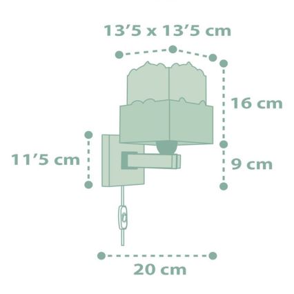 Dalber 63169H - Kinder-Wandleuchte PANDA 1xE27/60W/230V grün