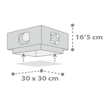 Dalber 63236E - Kinder Deckenleuchte MOONLIGHT 2xE27/60W/230V grau