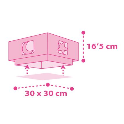 Dalber 63236S - Kinder Deckenleuchte MOONLIGHT 2xE27/60W/230V rosa