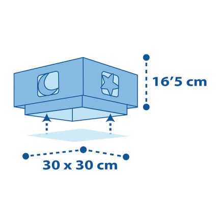 Dalber 63236T - Kinder Deckenleuchte MOONLIGHT 2xE27/60W/230V blau