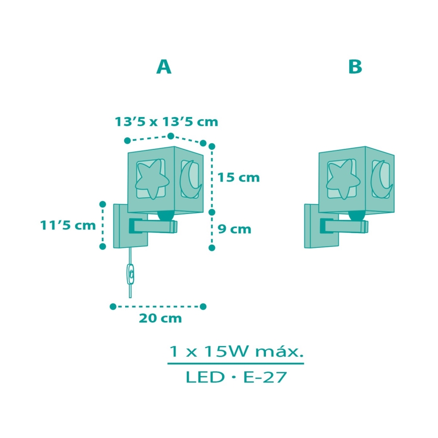Dalber 63239H - Kinder-Wandleuchte MOONLIGHT 1xE27/15W/230V grün
