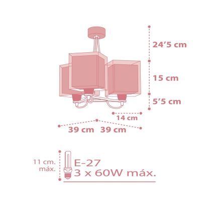 Dalber 63267S - Kinderleuchte KOALA 3xE27/60W/230V