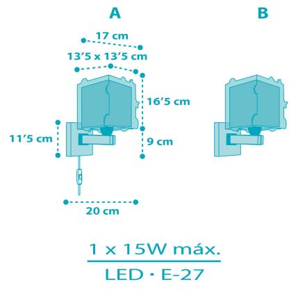 Dalber 63359 - Kinder-Wandleuchte ROCKET 1xE27/15W/230V