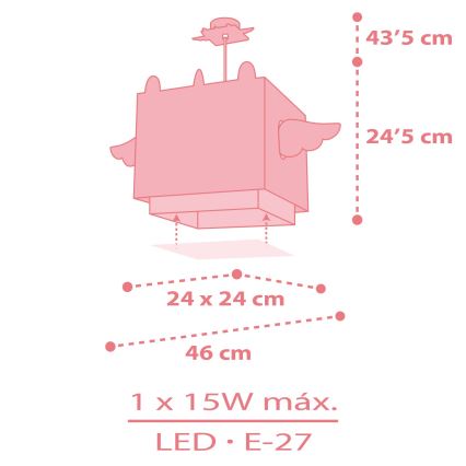 Dalber 64592 - Kinder-Hängelampe LITTLE UNICORN 1xE27/15W/230V