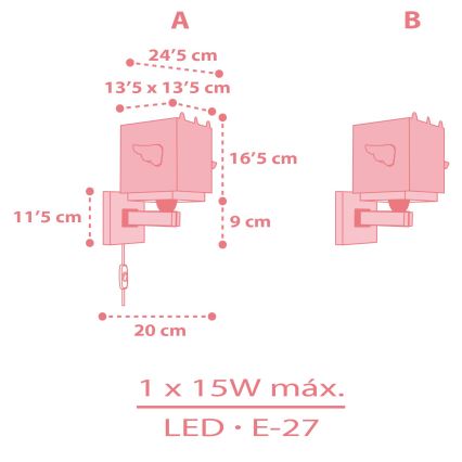 Dalber 64599 - Kinder-Wandleuchte LITTLE UNICORN 1xE27/15W/230V