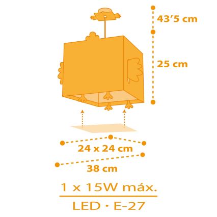 Dalber 64642 - Kinder-Hängelampe LITTLE CHICKEN 1xE27/15W/230V