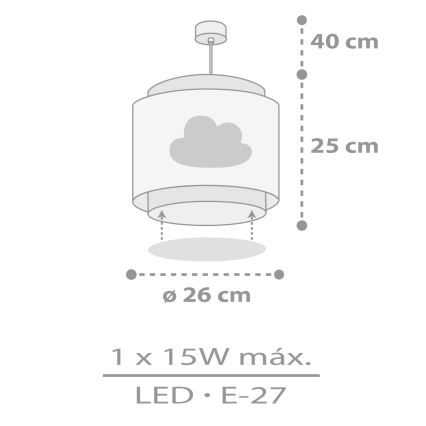 Dalber 76012E - Kinder-Hängelampe BABY DREAMS 1xE27/15W/230V grau