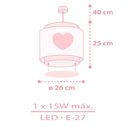 Dalber 76012S - Kinder-Hängelampe BABY DREAMS 1xE27/15W/230V rosa