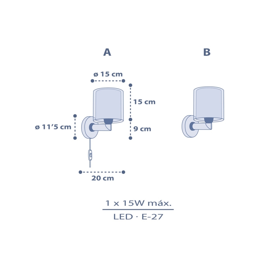 Dalber 76639 - Kinder-Wandleuchte MOON DREAMS 1xE27/15W/230V blau