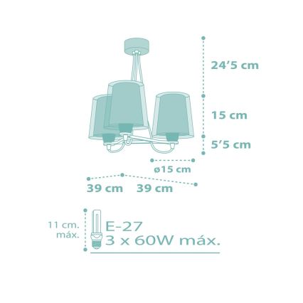 Dalber 81177H - Kinderleuchte DREAM FLOWERS 3xE27/60W/230V