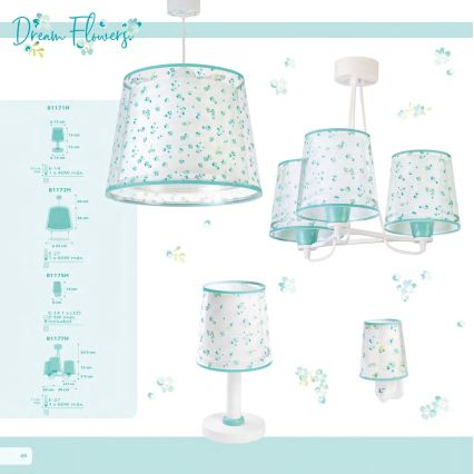 Dalber 81177H - Kinderleuchte DREAM FLOWERS 3xE27/60W/230V