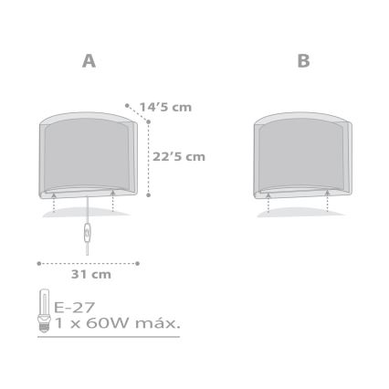 Dalber 81198E - Kinder-Wandleuchte LIGHT FEELING 1xE27/60W/230V