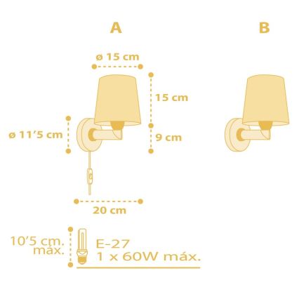 Dalber 82219A - Kinder-Wandleuchte STAR LIGHT 1xE27/60W/230V gelb