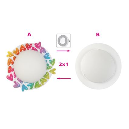 Dalber D-41186 - Kinderleuchte CUORE 2xE27/40W/230V