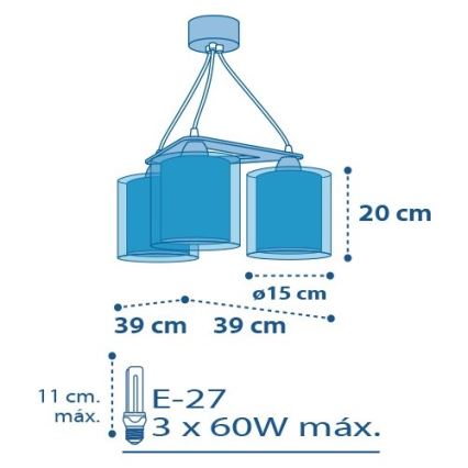 Dalber D-41344 - Kinder Kronleuchter PLANETS 3xE27/60W/230V