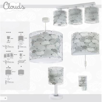 Dalber D-41411E - Kinder-Tischlampe CLOUDS 1xE14/40W/230V