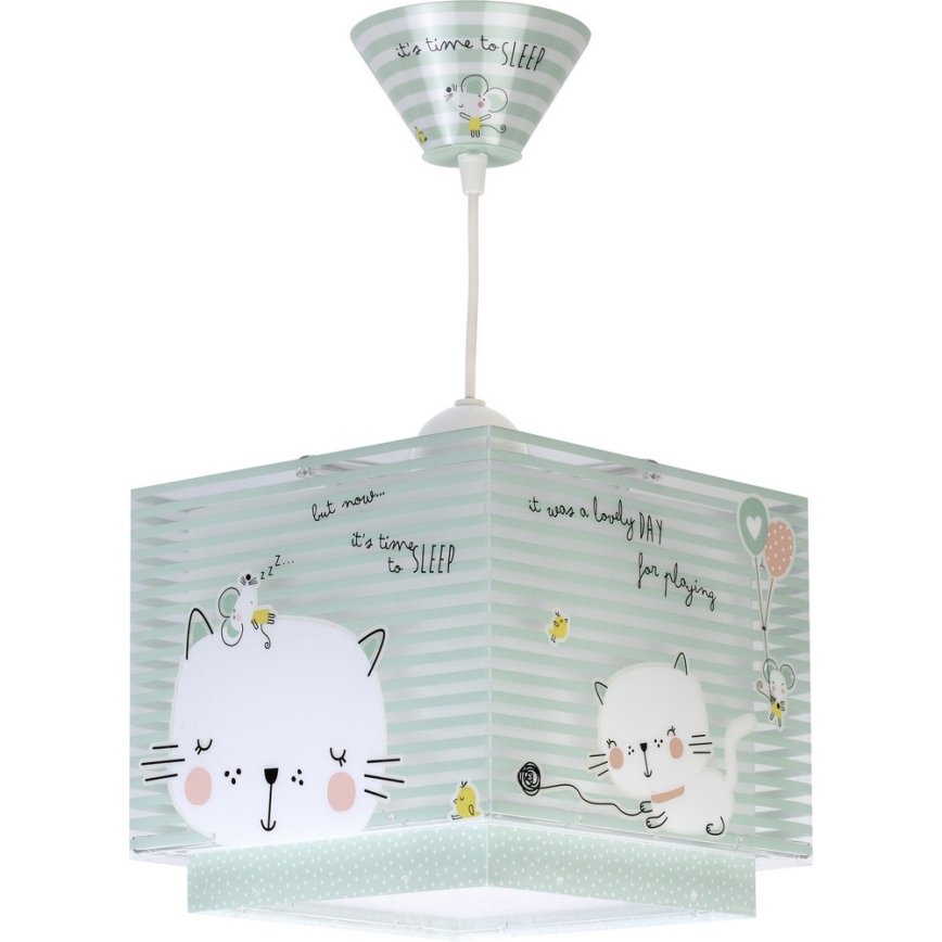 Dalber D-63322 - Kinder-Kronleuchter LOVING CAT 1xE27/60W/230V