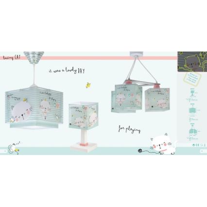 Dalber D-63322 - Kinder-Kronleuchter LOVING CAT 1xE27/60W/230V