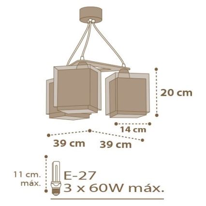 Dalber D-63394 - Kinder Kronleuchter GOOD NIGHT 3xE27/60W/230V