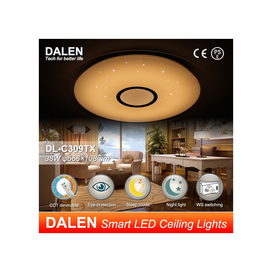 Dalen DL-C309TX - LED Deckenleuchte dimmbar STAR SKY LED/38W/230V