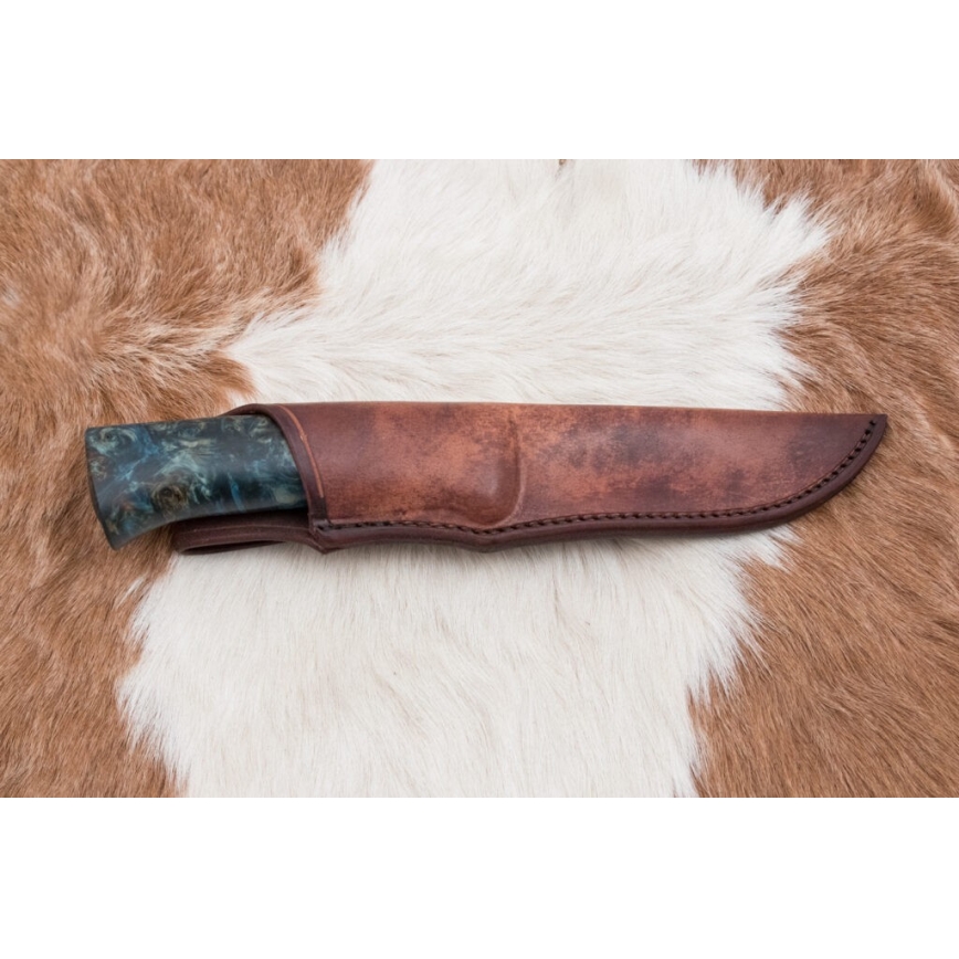 Damast-Jagdmesser 11,6 cm Birke/Ebenholz
