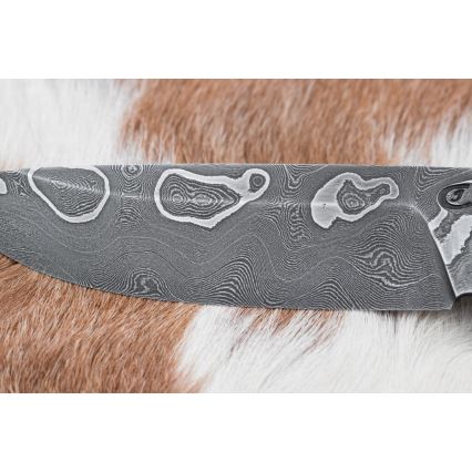 Damast-Jagdmesser 11,6 cm Birke/Ebenholz
