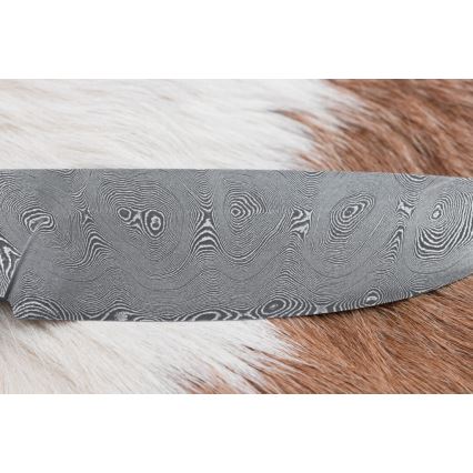 Damast-Jagdmesser 11,8 cm Walnuss/Hirschgeweih