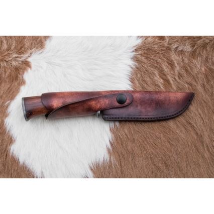 Damast-Jagdmesser 13,8 cm Eisenholz/Büffelknochen