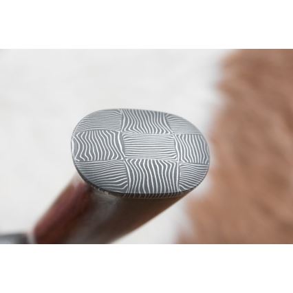 Damast-Jagdmesser 13,8 cm Eisenholz/Büffelknochen