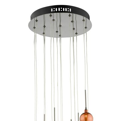 Där Lighting AUR1564 - Hängeleuchte an Stahlseilen AURELIA 15xG4/10W/230V schwarz/kupferfarben