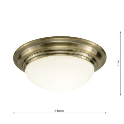 Där Lighting BAR5075 - Badezimmer-Deckenleuchte BARCLAY 1xE27/60W/230V Ø 38 cm Messing