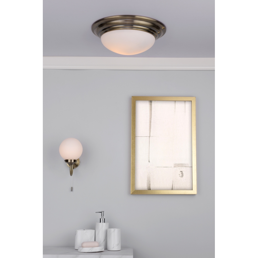 Där Lighting BAR5275 - Badezimmer-Deckenleuchte BARCLAY 1xE27/60W/230V, Ø 31 cm, Messing