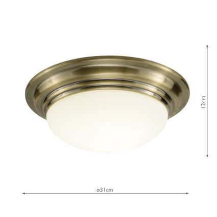 Där Lighting BAR5275 - Badezimmer-Deckenleuchte BARCLAY 1xE27/60W/230V, Ø 31 cm, Messing