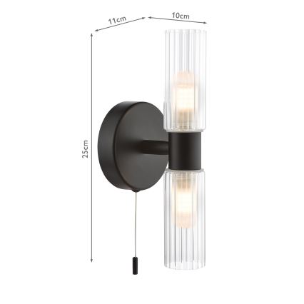 Där Lighting BOL0922 - Badezimmer-Wandleuchte BOLTON 2xG9/5W/230V IP44 schwarz