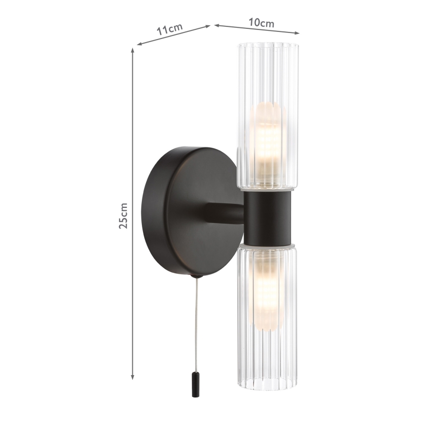 Där Lighting BOL0922 - Badezimmer-Wandleuchte BOLTON 2xG9/5W/230V IP44 schwarz