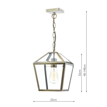 Där Lighting CHU0175 - CHURCHILL Hängeleuchte an Kette 1xE27/60W/230V Messing