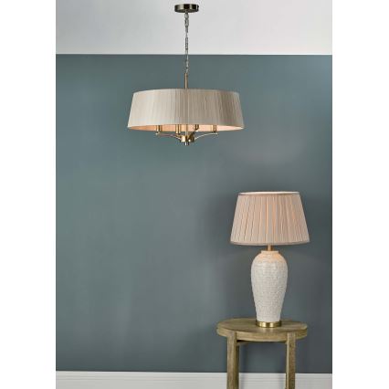 Där Lighting CRI0429 - Kronleuchter an Kette CRISTIN 4xE14/40W/230V Messing/taupe