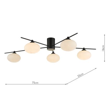 Där Lighting JAS5422 - Aufgesetzte Deckenleuchte JASPER 5xG9/25W/230V schwarz