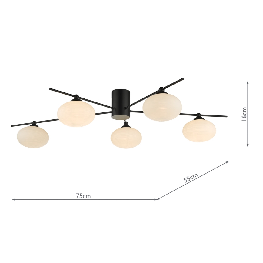 Där Lighting JAS5422 - Aufgesetzte Deckenleuchte JASPER 5xG9/25W/230V schwarz