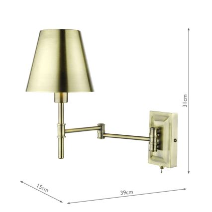 Där Lighting KEN0775 - Flexibel verstellbare Wandleuchte KENSINGTON 1xE14/25W/230V Messing