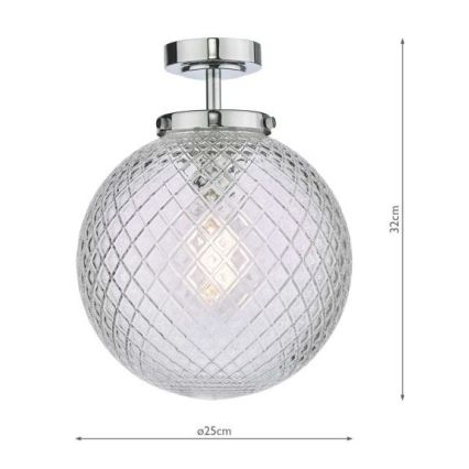 Där Lighting WAY0150 - Badezimmer-Deckenleuchte WAYNE 1xE27/40W/230V IP44 Ø 25 cm glänzender Chrom