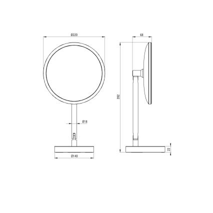 Deante ADI_Z812 - Wiederaufladbarer LED-Kosmetikspiegel für das Badezimmer SILIA LED/5V 5000 mAh 2700-6500K IP44